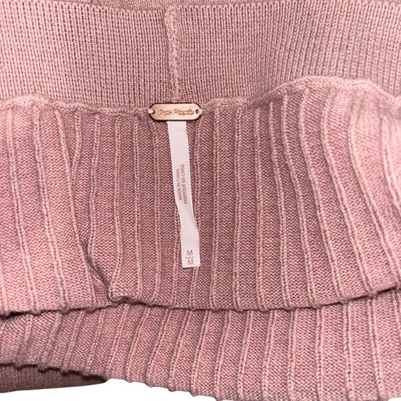 Free‎ People Ribbed Knit Midi Skirt Pink Slit Casual Comfy Size M - Picture 4 of 5